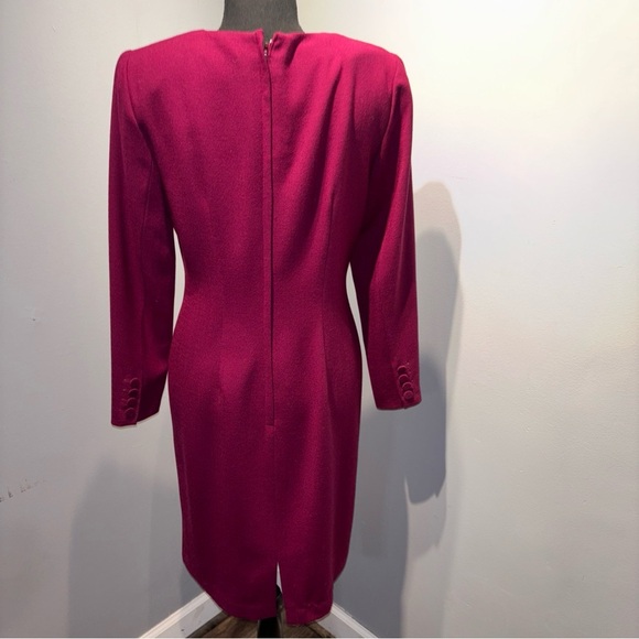 Vintage Maggy London Wool‎ A-Line Dress Purple Long Sleeve Sz6P Fully Lined - Picture 2 of 12